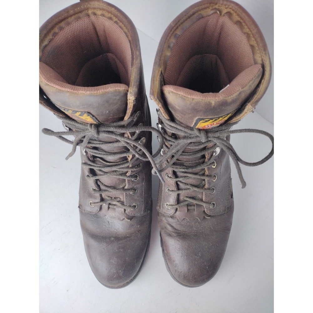 Justin Men's Original Work Boots Brown Size 10.5 EE Style WK 625 Lace Up - Logo - Picture 5 of 8